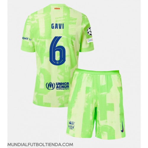 Camiseta Barcelona Paez Gavi #6 Tercera Equipación Replica 2024-25 para niños mangas cortas (+ Pantalones cortos)